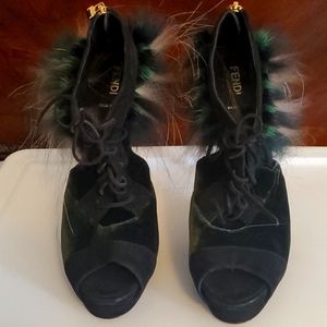 FENDI Green Velour with Fur trimming Like New